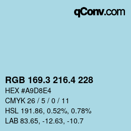 カラーコード: RGB 169.3 216.4 228 | qconv.com