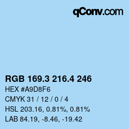 カラーコード: RGB 169.3 216.4 246 | qconv.com