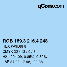 カラーコード: RGB 169.3 216.4 248 | qconv.com