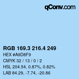 カラーコード: RGB 169.3 216.4 249 | qconv.com