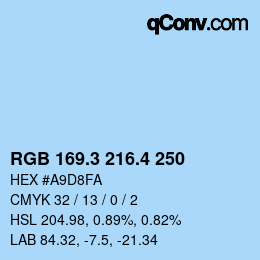 カラーコード: RGB 169.3 216.4 250 | qconv.com