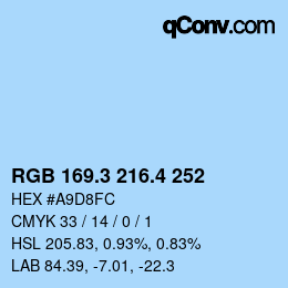カラーコード: RGB 169.3 216.4 252 | qconv.com
