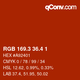 カラーコード: RGB 169.3 36.4 1 | qconv.com