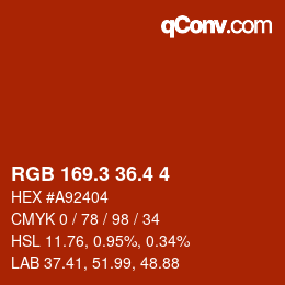 カラーコード: RGB 169.3 36.4 4 | qconv.com