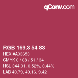 カラーコード: RGB 169.3 54 83 | qconv.com