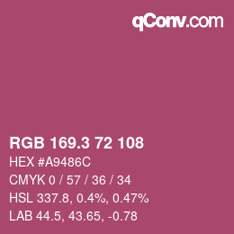カラーコード: RGB 169.3 72 108 | qconv.com