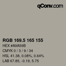 Color code: RGB 169.5 165 155 | qconv.com