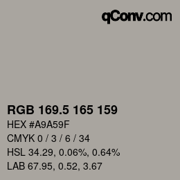 Code couleur: RGB 169.5 165 159 | qconv.com