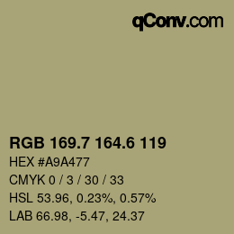 カラーコード: RGB 169.7 164.6 119 | qconv.com