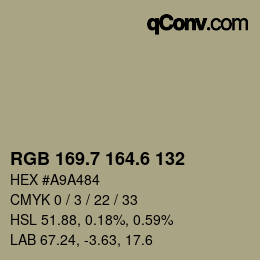 カラーコード: RGB 169.7 164.6 132 | qconv.com