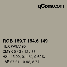 カラーコード: RGB 169.7 164.6 149 | qconv.com