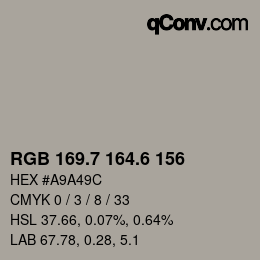 カラーコード: RGB 169.7 164.6 156 | qconv.com