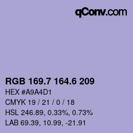 カラーコード: RGB 169.7 164.6 209 | qconv.com