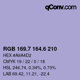 カラーコード: RGB 169.7 164.6 210 | qconv.com