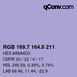 カラーコード: RGB 169.7 164.6 211 | qconv.com