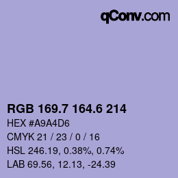 カラーコード: RGB 169.7 164.6 214 | qconv.com