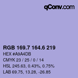 カラーコード: RGB 169.7 164.6 219 | qconv.com