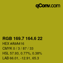 カラーコード: RGB 169.7 164.6 22 | qconv.com