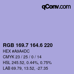 カラーコード: RGB 169.7 164.6 220 | qconv.com