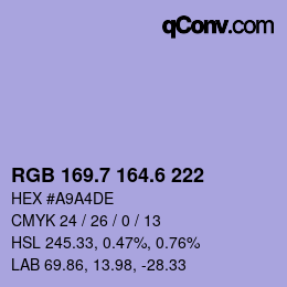 カラーコード: RGB 169.7 164.6 222 | qconv.com