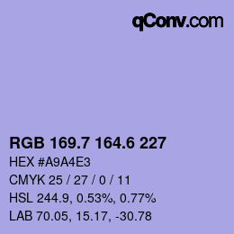 カラーコード: RGB 169.7 164.6 227 | qconv.com