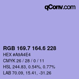カラーコード: RGB 169.7 164.6 228 | qconv.com