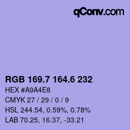 カラーコード: RGB 169.7 164.6 232 | qconv.com