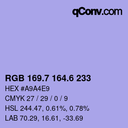 カラーコード: RGB 169.7 164.6 233 | qconv.com