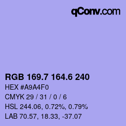 カラーコード: RGB 169.7 164.6 240 | qconv.com