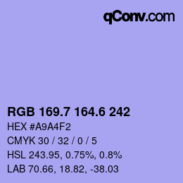 カラーコード: RGB 169.7 164.6 242 | qconv.com