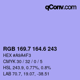 カラーコード: RGB 169.7 164.6 243 | qconv.com