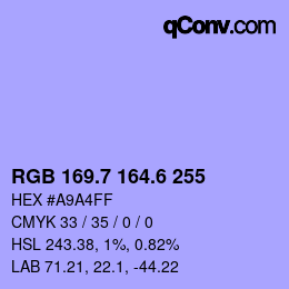 カラーコード: RGB 169.7 164.6 255 | qconv.com