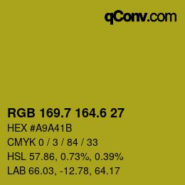 カラーコード: RGB 169.7 164.6 27 | qconv.com