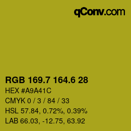 カラーコード: RGB 169.7 164.6 28 | qconv.com