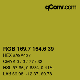 カラーコード: RGB 169.7 164.6 39 | qconv.com
