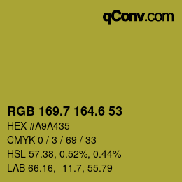 カラーコード: RGB 169.7 164.6 53 | qconv.com
