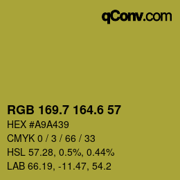 カラーコード: RGB 169.7 164.6 57 | qconv.com