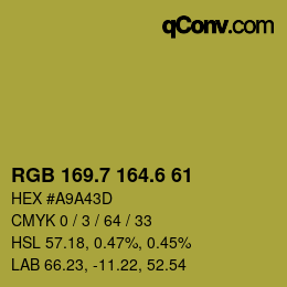 カラーコード: RGB 169.7 164.6 61 | qconv.com