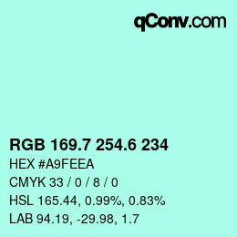 カラーコード: RGB 169.7 254.6 234 | qconv.com