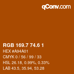 カラーコード: RGB 169.7 74.6 1 | qconv.com