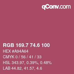 カラーコード: RGB 169.7 74.6 100 | qconv.com