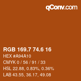 カラーコード: RGB 169.7 74.6 16 | qconv.com