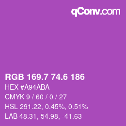 カラーコード: RGB 169.7 74.6 186 | qconv.com