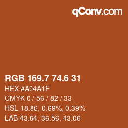 カラーコード: RGB 169.7 74.6 31 | qconv.com