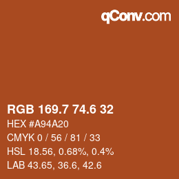 カラーコード: RGB 169.7 74.6 32 | qconv.com