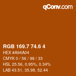 カラーコード: RGB 169.7 74.6 4 | qconv.com