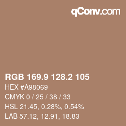 Color code: RGB 169.9 128.2 105 | qconv.com