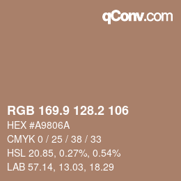 カラーコード: RGB 169.9 128.2 106 | qconv.com