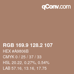 カラーコード: RGB 169.9 128.2 107 | qconv.com