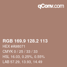 Color code: RGB 169.9 128.2 113 | qconv.com